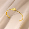Women's Titanium Steel And Stainless Steel Little Fresh Plants Flowers Vintage Bracelet With Electroplating