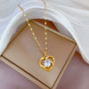 Women's Titanium Steel And Stainless Steel Love Heart Geometric Cartoon Style Micro Diamond Necklace