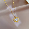 Women's Titanium Steel And Stainless Steel Love Heart Geometric Cartoon Style Micro Diamond Necklace