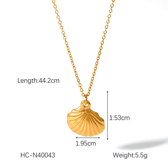 Women's Titanium Steel And Stainless Steel Necklace With Scallop Pendant And Geometric Pattern Electroplated Natural Style
