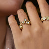 Women's Titanium Steel And Stainless Steel Ring With White Zirconium Wave Pattern Electroplated Nonfading Jewelry