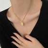 Women's Titanium Steel And Stainless Steel Vintage Sunflower Necklace With 18K Gold Plated Electroplating And Twist Chain