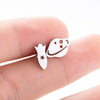 Women's Titanium Steel Asymmetric Spaceship Cartoon Earrings With Electroplated Finish Wholesale Fashion Jewelry