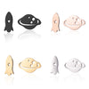 Women's Titanium Steel Asymmetric Spaceship Cartoon Earrings With Electroplated Finish Wholesale Fashion Jewelry