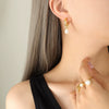 Women's 316L Stainless Steel Baroque Imitation Pearl C Shaped Geometric Electroplated Earrings