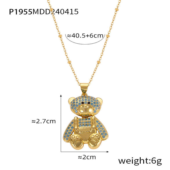 Women's Titanium Steel Bear Necklace With Geometric Pattern And Electroplating Design