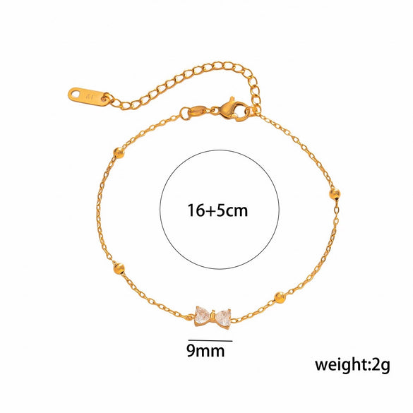 Women's Titanium Steel Bow Bracelet With Real Gold Plating Light Luxury Versatile Fashion Jewelry