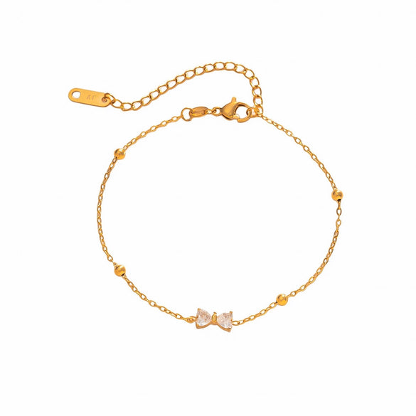 Women's Titanium Steel Bow Bracelet With Real Gold Plating Light Luxury Versatile Fashion Jewelry
