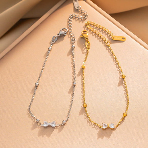 Women's Titanium Steel Bow Bracelet With Real Gold Plating Light Luxury Versatile Fashion Jewelry