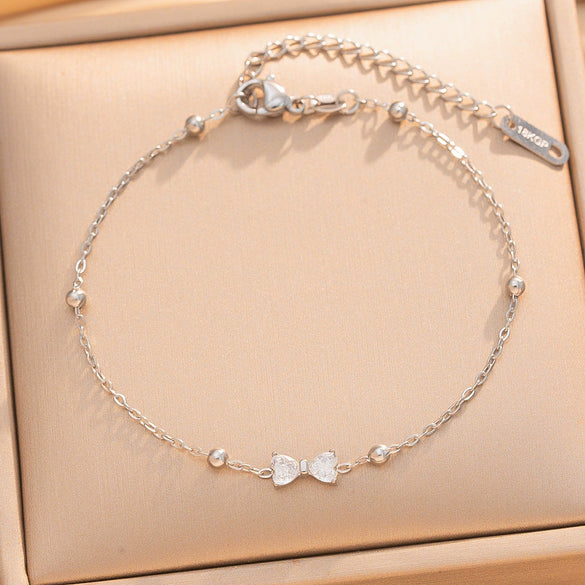 Women's Titanium Steel Bow Bracelet With Real Gold Plating Light Luxury Versatile Fashion Jewelry