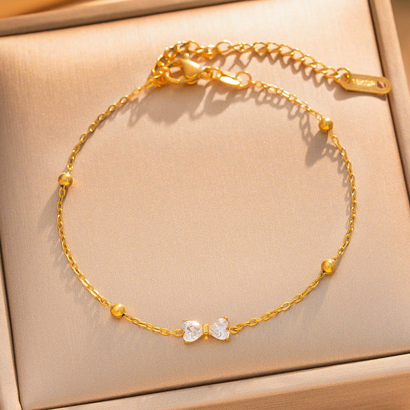 Women's Titanium Steel Bow Bracelet With Real Gold Plating Light Luxury Versatile Fashion Jewelry