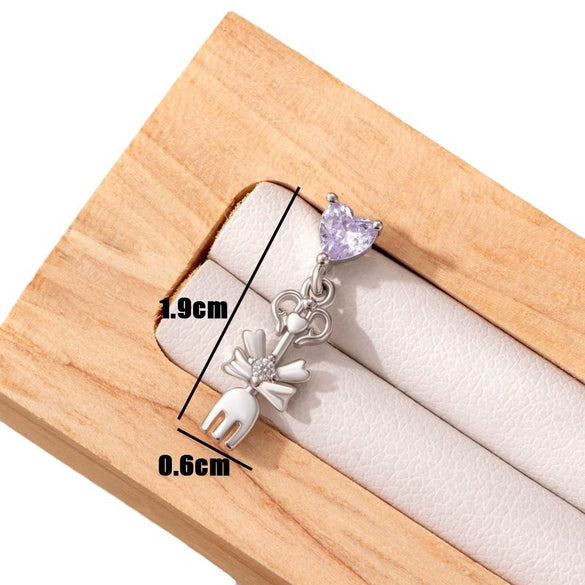 Women's Titanium Steel Bow Inlaid Zircon Personality Ear Nail