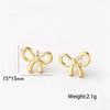 Women's Titanium Steel Bow Necklace And Earrings Set With Cross Chain Electroplated Fashion Jewelry