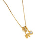 Women's Titanium Steel Bowknot Heart Pendant Necklace With Zircon Inlay Electroplated O Chain Simple Elegant Choker Jewelry