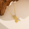 Women's Titanium Steel Bowknot Heart Pendant Necklace With Zircon Inlay Electroplated O Chain Simple Elegant Choker Jewelry