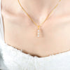 Women's Titanium Steel Box Chain Necklace With Geometric Crystal Pendant Gold Plated