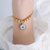 Women's 316L Stainless Steel Bracelet With Retro Personality Exaggerated Eyes Pendant And Geometric Style Electroplated