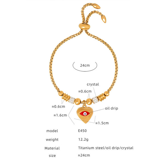 Women's 316L Stainless Steel Bracelet With Retro Personality Exaggerated Eyes Pendant And Geometric Style Electroplated