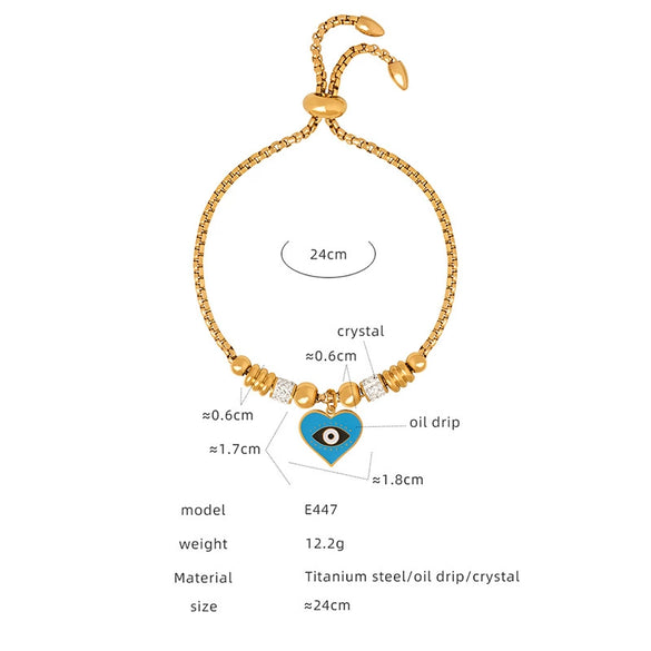 Women's 316L Stainless Steel Bracelet With Retro Personality Exaggerated Eyes Pendant And Geometric Style Electroplated