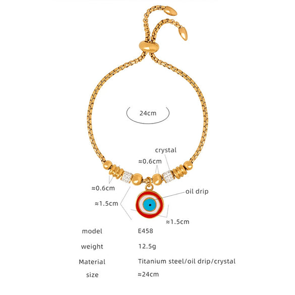 Women's 316L Stainless Steel Bracelet With Retro Personality Exaggerated Eyes Pendant And Geometric Style Electroplated