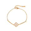 Women's Titanium Steel Bracelet With Zircon Shell Four Leaf Flower Design And Vacuum Plated Finish