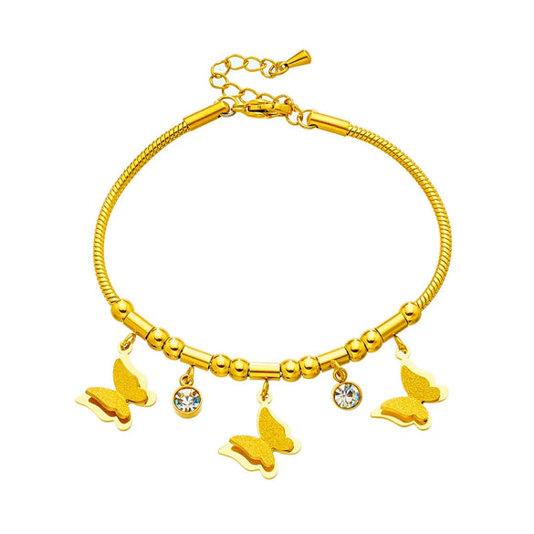 Women's Titanium Steel Butterfly Beaded Electroplated Allmatch Bracelet