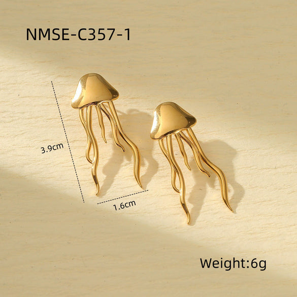 Women's Titanium Steel Butterfly Flower Electroplated Earrings Light Luxury Style