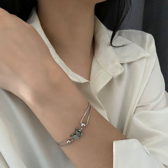 Women's Titanium Steel Butterfly Light Luxury Geometric Polished Bracelet
