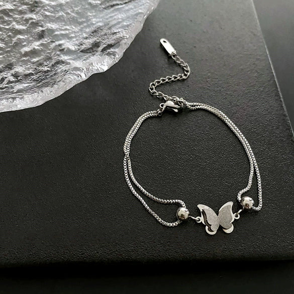 Women's Titanium Steel Butterfly Light Luxury Geometric Polished Bracelet