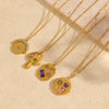 Women's Titanium Steel Color Zircon Necklace Geometric Style Electroplated