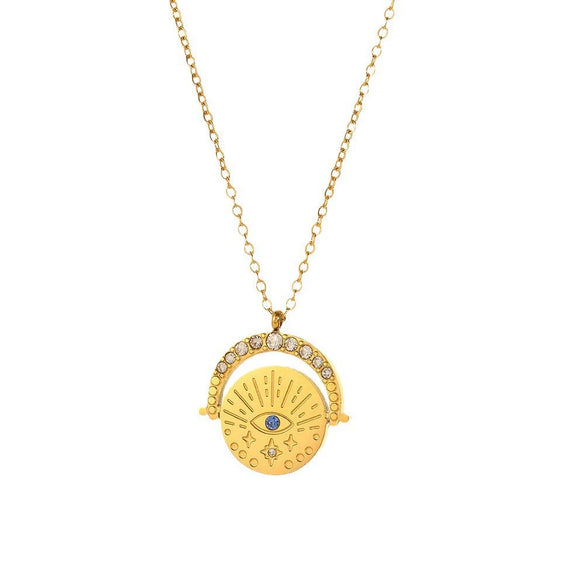 Women's Titanium Steel Color Zircon Necklace Geometric Style Electroplated