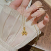 Women's Titanium Steel Copper Microinlaid Zircon Ginkgo Leaf Pendant Necklace With Diamond Design