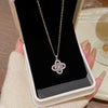 Women's Titanium Steel Copper Microinlaid Zircon Ginkgo Leaf Pendant Necklace With Diamond Design