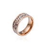 Women's Titanium Steel Couple Ring With Single Or Double Row Diamond Inlay Rhombus Shape Electroplated Simple Stylish Band