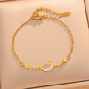 Women's Titanium Steel Crescent Moon Bracelet With Real Gold Plating Simple Light Luxury Fashion Jewelry