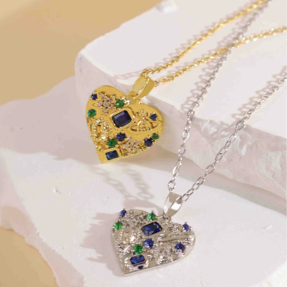 Women's Titanium Steel Cross Chain Necklace With Colorful Zircon Love Pendant Real Gold Plated And Enhanced Color Retention Highend Style