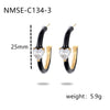 Women's Titanium Steel Cshaped Heart Zircon Earrings Electroplated Fashionable Niche Versatile Highend
