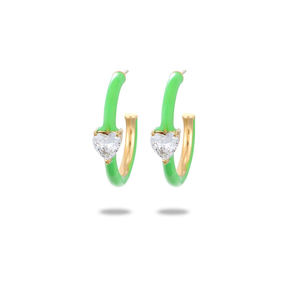 Women's Titanium Steel Cshaped Heart Zircon Earrings Electroplated Fashionable Niche Versatile Highend