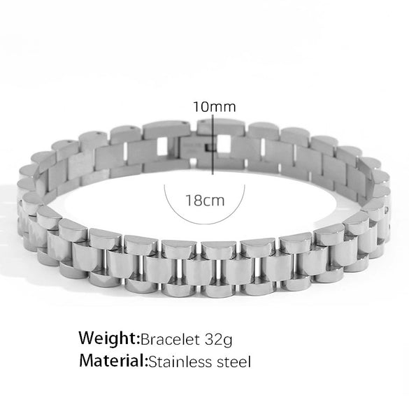 Women's 316L Stainless Steel Cuban Chain Watch Strap Chain Bracelet Ring Set With Stars Sun And Moon Clouds Universe Pattern Goldplated