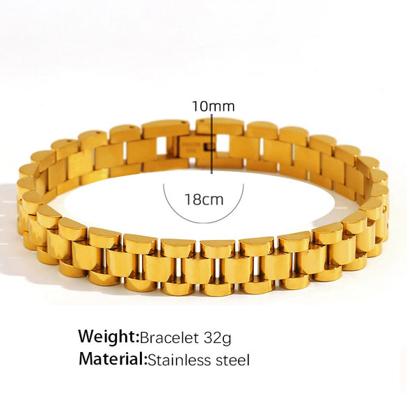 Women's 316L Stainless Steel Cuban Chain Watch Strap Chain Bracelet Ring Set With Stars Sun And Moon Clouds Universe Pattern Goldplated