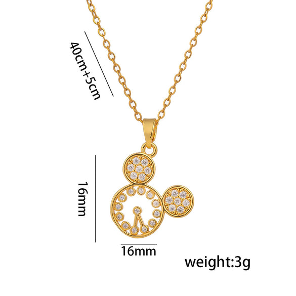 Women's Titanium Steel Cute Hollow Mouse Head Fashion Cartoon Character Ochain Necklace With Electroplating