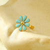 Women's Titanium Steel Daisy Flower Ring Light Luxury Style Electroplating Nonfading