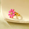 Women's Titanium Steel Daisy Flower Ring Light Luxury Style Electroplating Nonfading
