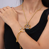 Women's Titanium Steel Diamond Pendant Twist Woven Chain Necklace Jewelry Set With Pillar Stitching And Gold Plated Electroplating