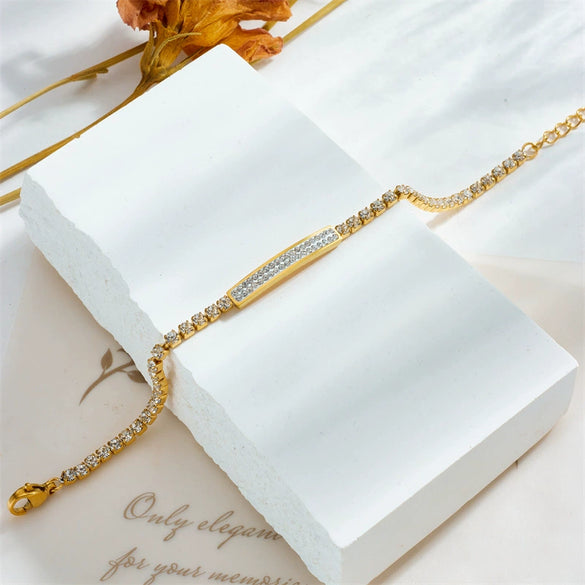 Women's Titanium Steel Diamond Rhinestone Chain Bracelet Light Luxury And Elegant Design