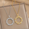 Women's Titanium Steel Donut Geometric Style Zircon Necklace With Vacuum Furnace Electroplating And Diamond Design
