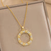 Women's Titanium Steel Donut Geometric Style Zircon Necklace With Vacuum Furnace Electroplating And Diamond Design