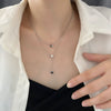 Women's Titanium Steel Double Square Hip Hop Geometric Clavicle Chain Pendant Necklace