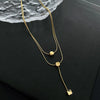 Women's Titanium Steel Double Square Hip Hop Geometric Clavicle Chain Pendant Necklace