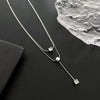 Women's Titanium Steel Double Square Hip Hop Geometric Clavicle Chain Pendant Necklace